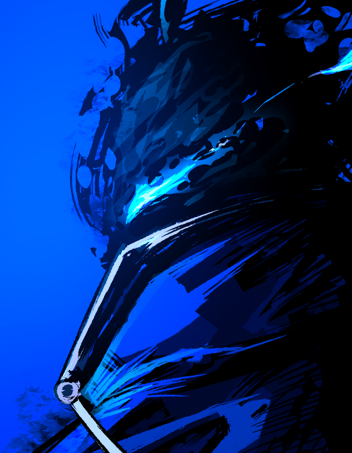 1boy black_fire blue_background blue_cape blue_eyes cape der_freischuetz_(project_moon) fire flaming_eye flaming_head lobotomy_corporation looperioo portrait project_moon simple_background solo