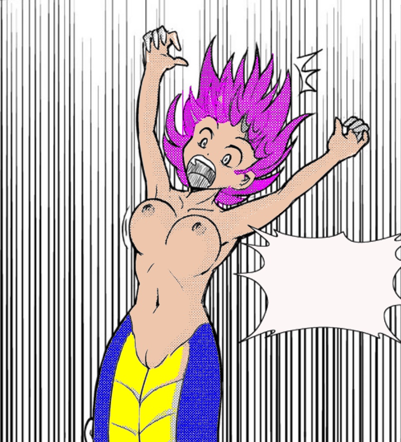 1girl anna_(karbo) breasts cleft_of_venus colorized felarya hanging_breasts karbo lamia medium_breasts monster_girl navel nipples nude open_mouth pussy solo third-party_edit uncensored
