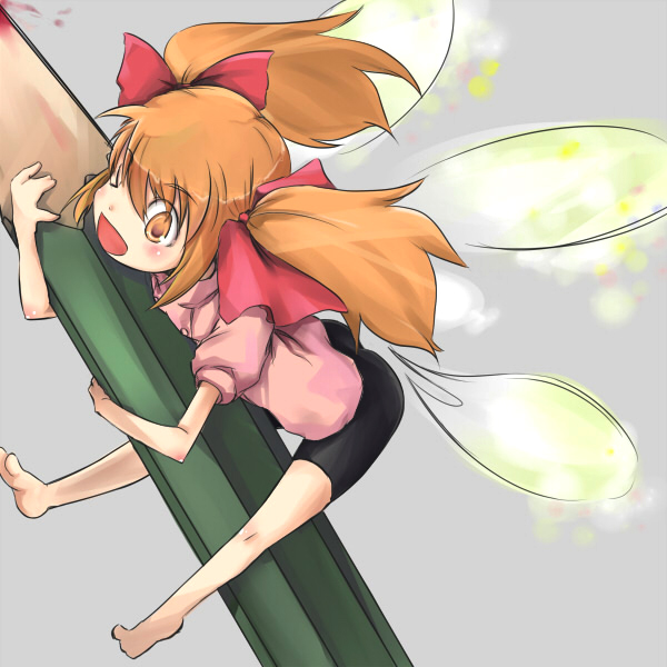 barefoot bike_shorts blood ce-tan fairy mini_person minigirl os-tan pencil ponchi_(diesse) twintails wings wooden_pencil