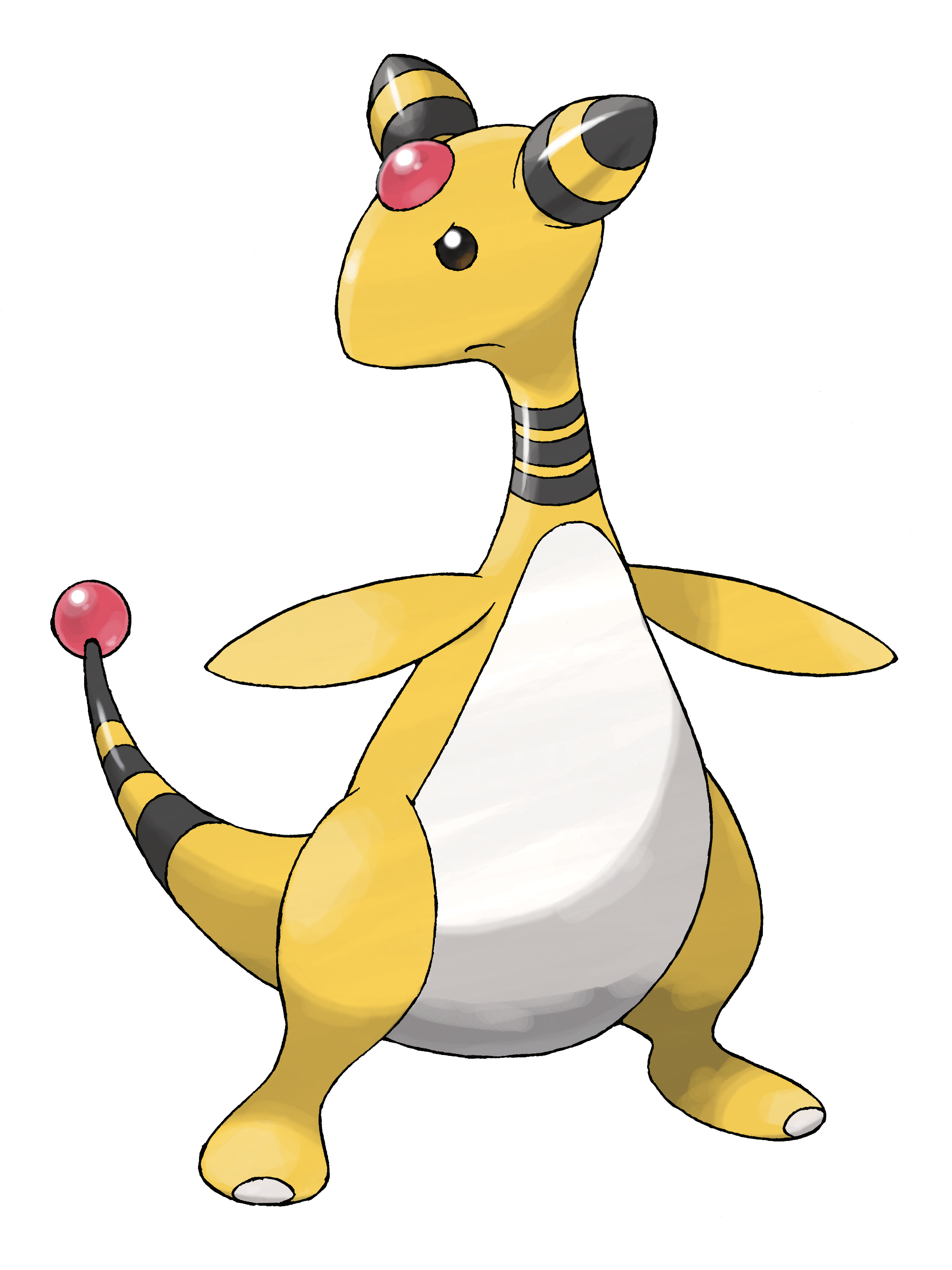 absurdres ampharos closed_mouth full_body gen_2_pokemon highres nintendo no_humans official_art pokemon pokemon_(creature) pokemon_focus pokemon_hgss solo standing sugimori_ken third-party_source transparent_background