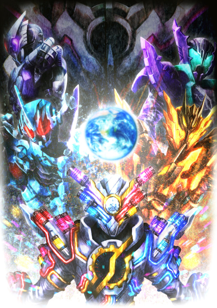 armor bat_(animal) black_armor blizzard_knuckle blue_eyes blue_gloves bodysuit build_driver crocodile crocodilian cross-z_magma dragon earth_(planet) evol_blackhole evol_trigger evolto from_side fullbottle genius_form genius_fullbottle gloves glowing glowing_eyes grease_blizzard heterochromia horns irisu_haniwa kamen_rider kamen_rider_build kamen_rider_build_(series) kamen_rider_cross-z kamen_rider_evol kamen_rider_grease kamen_rider_mad_rogue kamen_rider_rogue male_focus multiple_boys orange_bodysuit orange_eyes pink_eyes planet plant purple_armor purple_eyes red_eyes science_fiction shoulder_armor shoulder_spikes single_horn space spiked_armor spikes tokusatsu yellow_armor yellow_eyes