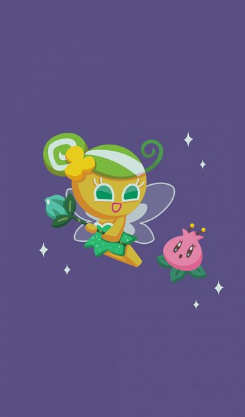 cookie_run dress fairy fairy_cookie fairy_wings flower green_dress green_eyes green_hair hair_bun ririko_(nagareboshi) single_hair_bun sleeveless sleeveless_dress wings