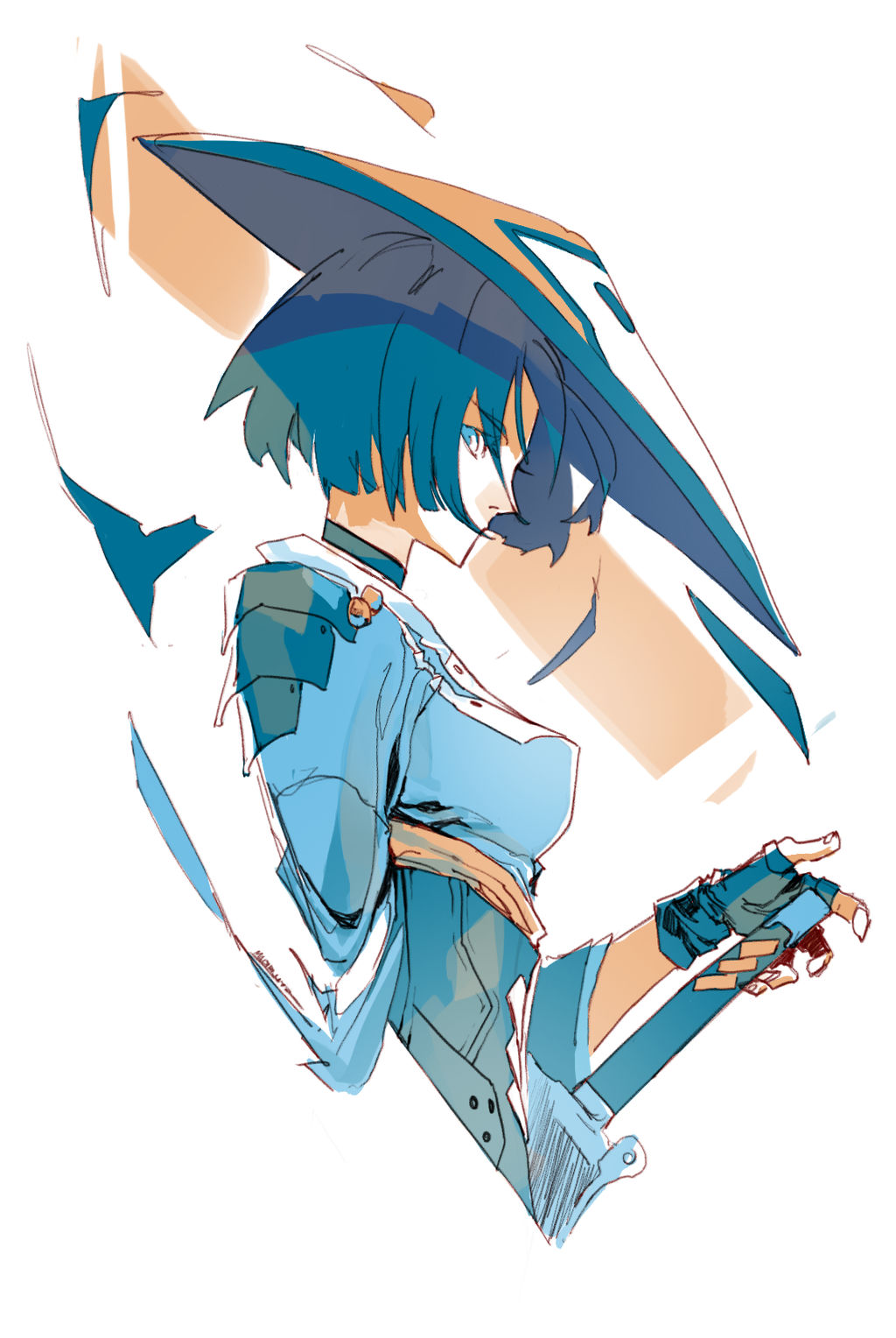 1girl arc_system_works black_hair breasts hard_corps:_uprising hat highres konami sayuri_(hard_corps)