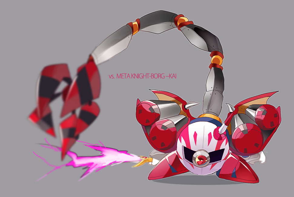 character_name grey_background holding holding_sword holding_weapon kirby:_planet_robobot kirby_(series) mask mecha_knight mechanical_wings meta_knight nintendo nt_26 simple_background solo sword tail weapon wings