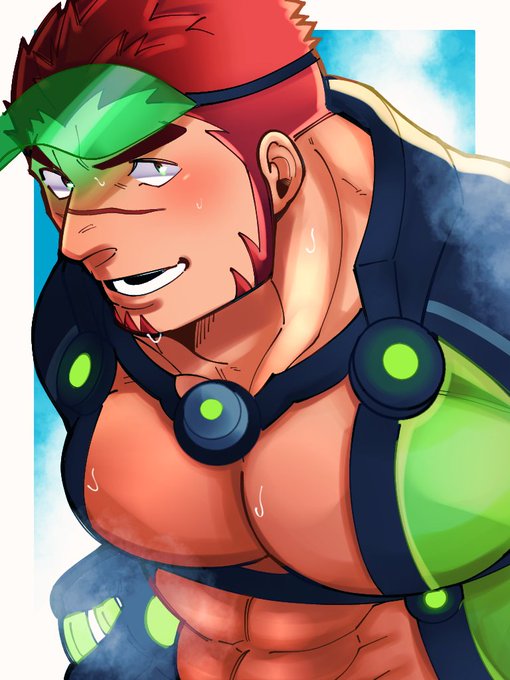1boy abs akashi_(live_a_hero) akashi_(water_bullet)_(live_a_hero) artist_request bara blush bodysuit diving_suit facial_hair goatee large_pectorals live_a_hero looking_at_viewer male_focus mature_male muscular muscular_male nipples official_alternate_costume pectoral_cleavage pectorals pon20021202 red_hair scar scar_on_face scar_on_nose short_hair sideburns smile solo stomach thick_eyebrows upper_body wetsuit
