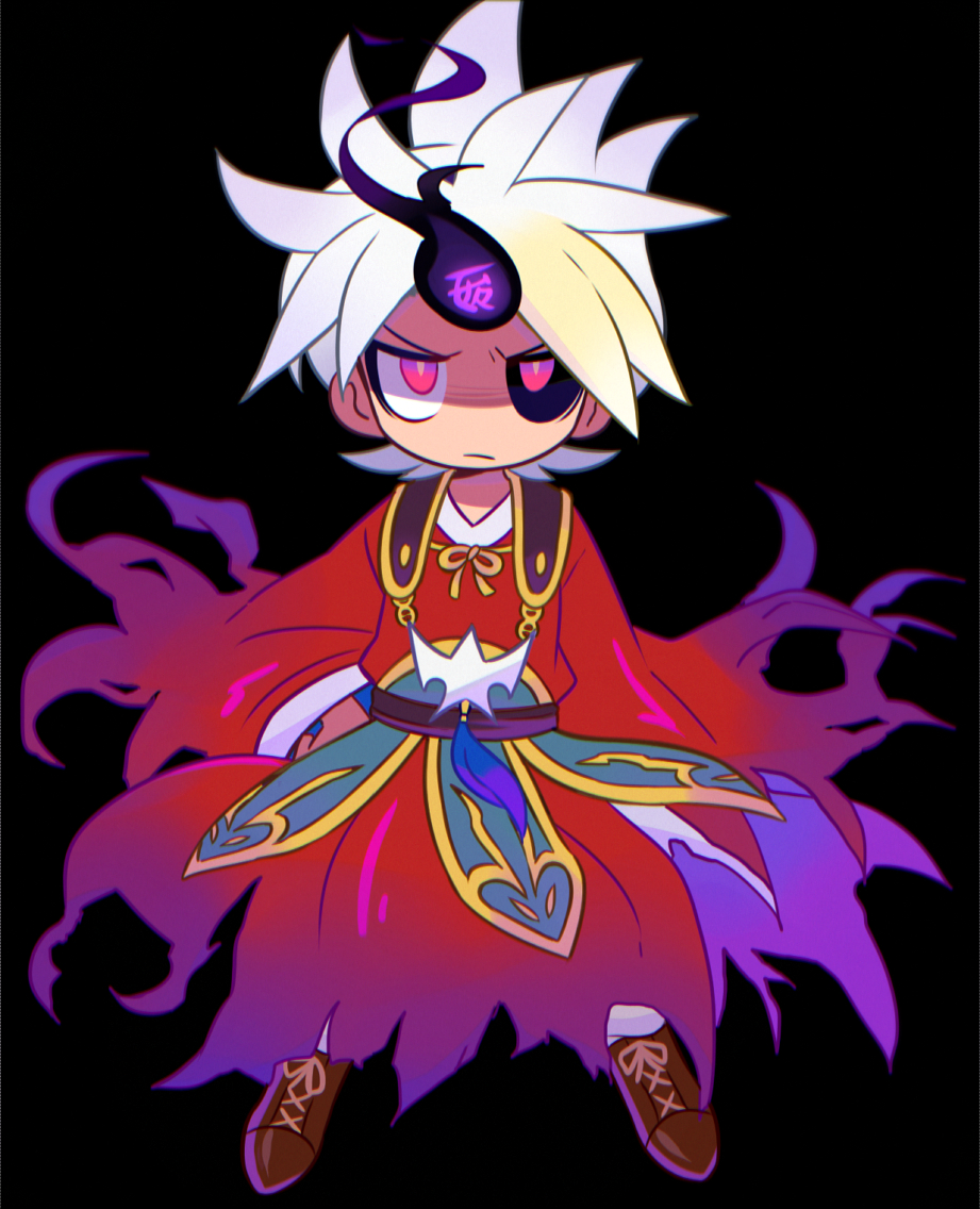 1boy amano_keita arm_at_side black_background black_fire black_sclera bright_pupils brown_footwear closed_mouth coat colored_sclera deformed fire floating floating_clothes full_body furisode_sleeves hand_on_own_hip jitome kokouemae kugutsu_ken-ou legs_apart light_frown looking_up male_focus mismatched_sclera no_nose oxfords pink_eyes red_coat sash short_hair simple_background solo spiked_hair straight-on tassel torn_clothes upturned_eyes v-shaped_eyebrows white_hair youkai_watch