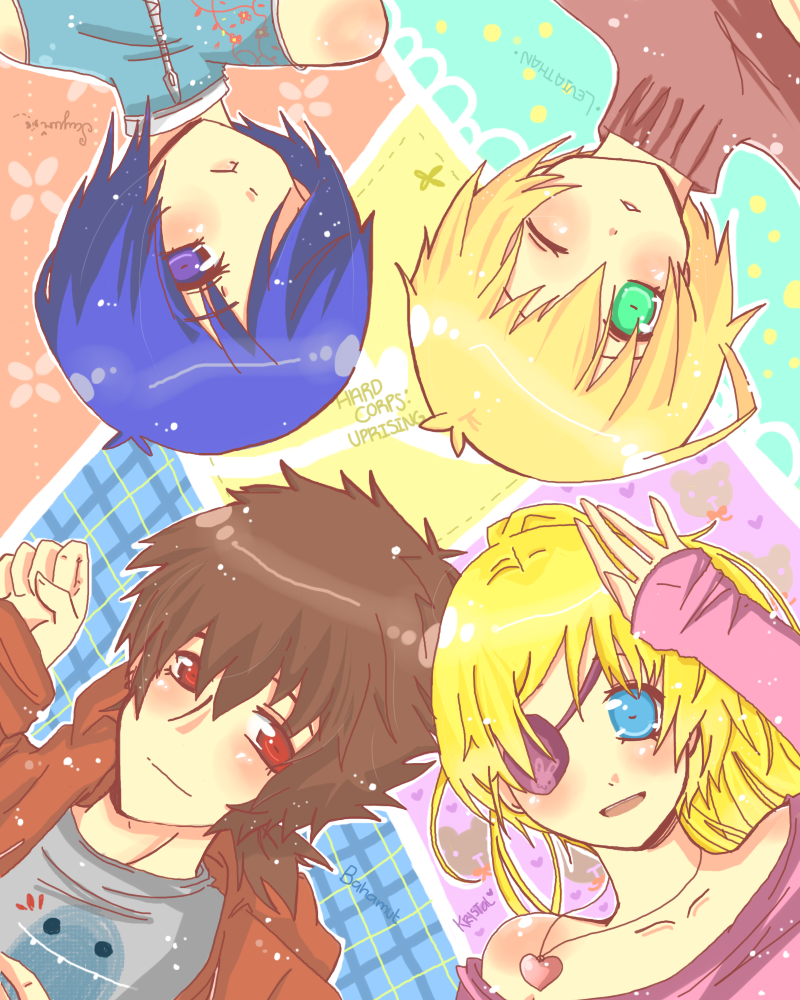 arc_system_works bahamut_(hard_corps) blonde_hair blue_eyes casual contra eyepatch hard_corps:_uprising heart krystal_(hard_corps) leviathan_(hard_corps) sayuri_(hard_corps)