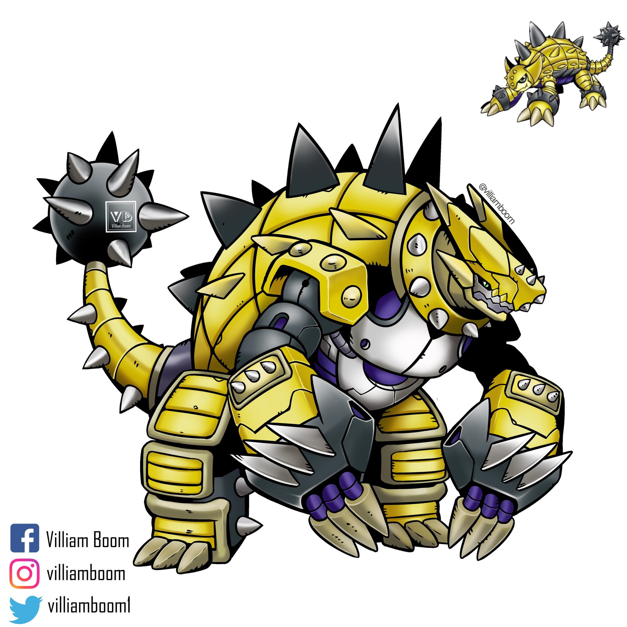 ankylomon claws digimon digimon_(creature) highres oridigi original robot spikes tail villiam_boom