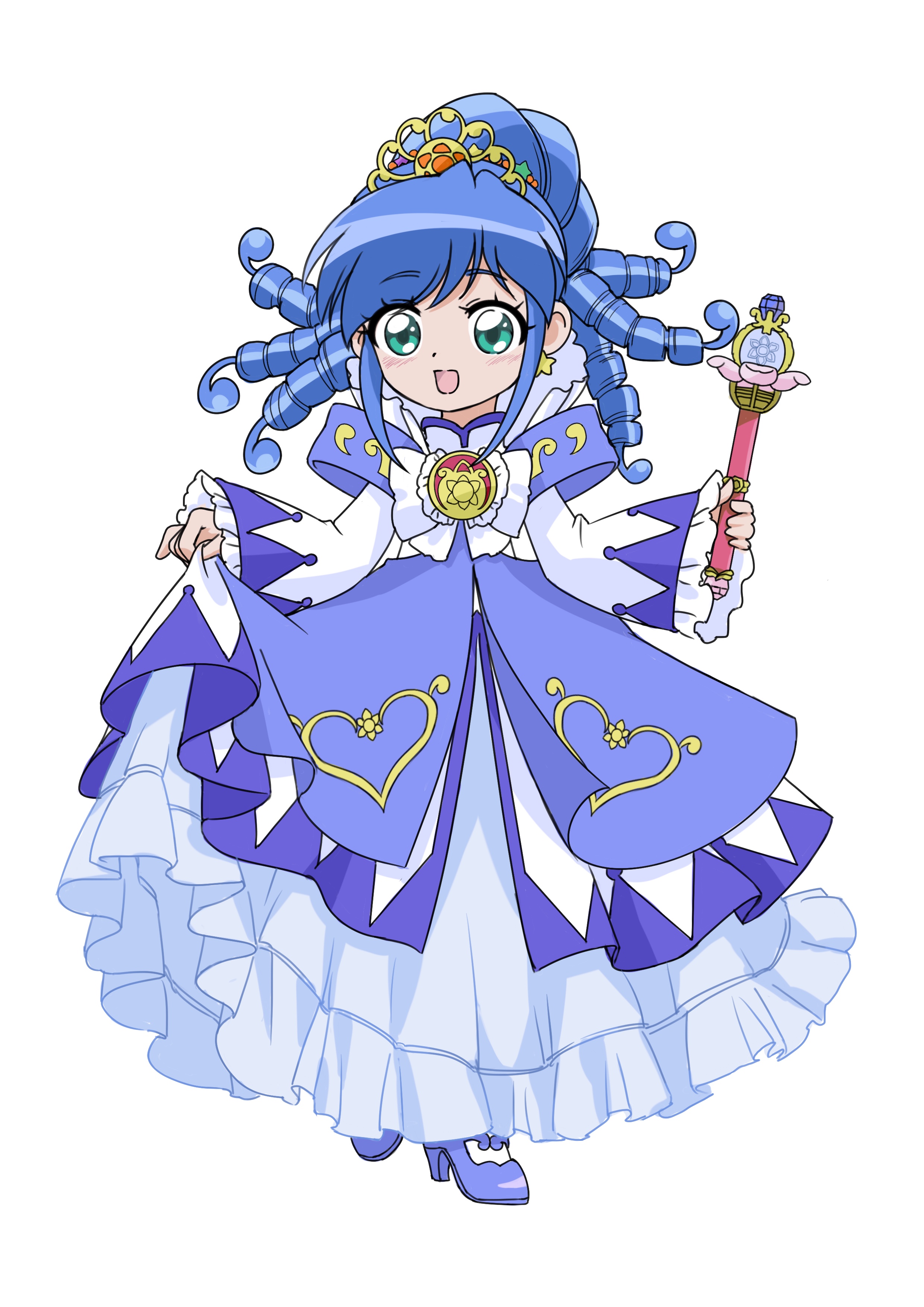 absurdres blue_hair dress fushigiboshi_no_futago_hime gown green_eyes highres magical_girl non-web_source rein_(futagohime) rein_(prominence_dress_up)_(futagohime)