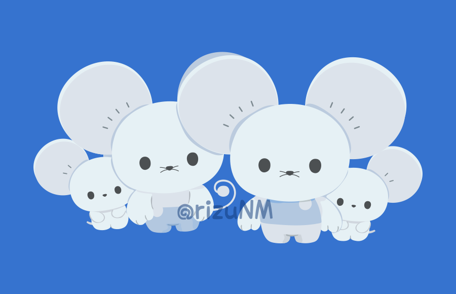 animal_focus blue_background commentary_request expressionless full_body maushold maushold_(family_of_four) mouse_(animal) nintendo no_humans pokemon pokemon_(creature) pokemon_focus rizu_(rizunm) simple_background standing twitter_username