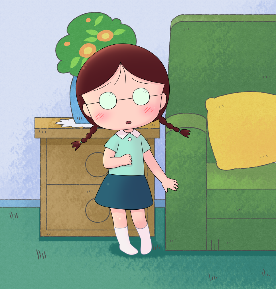 1girl brown_hair chibi_maruko-chan glasses honami_tamae yamanokonza