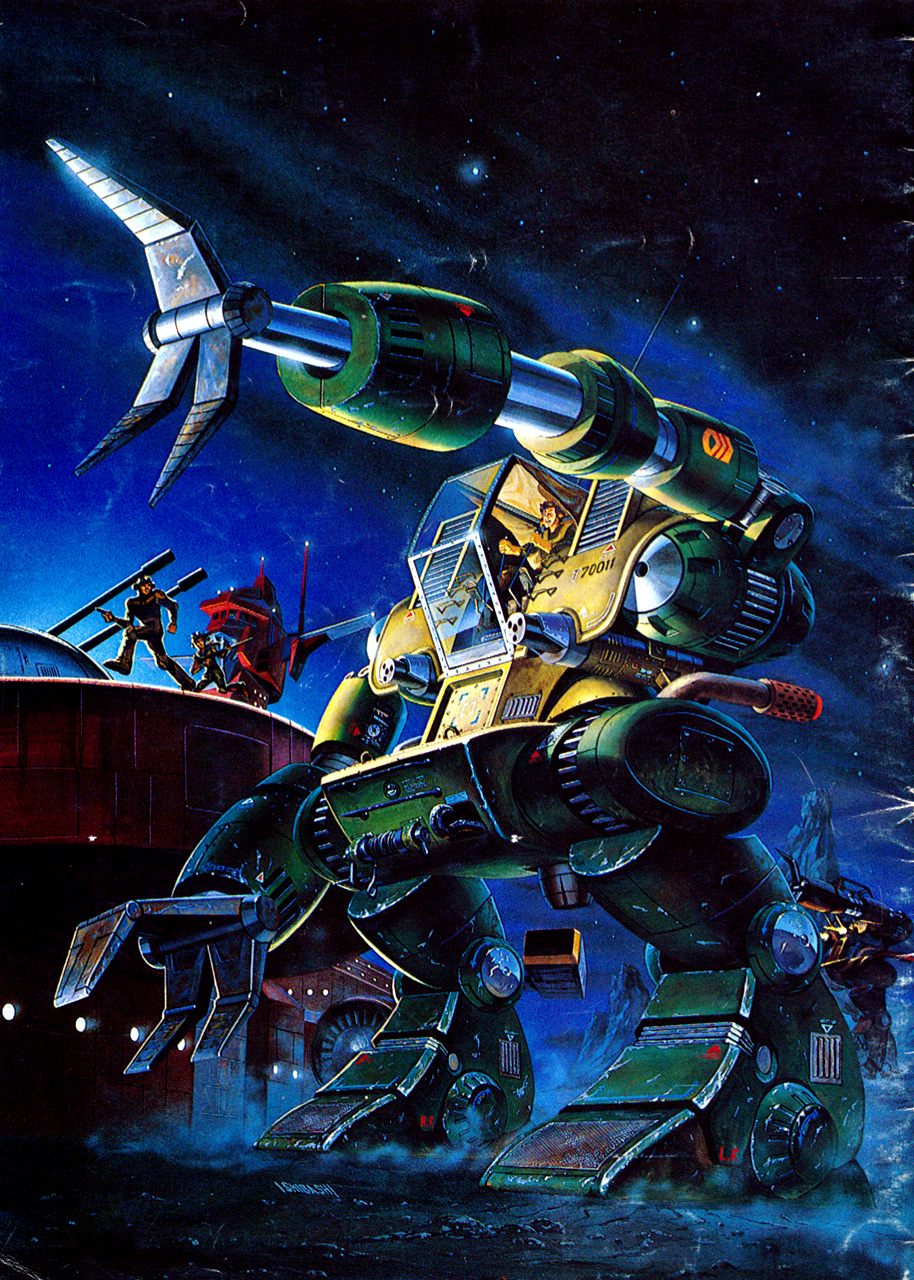 gun handgun highres iron_gear jiron_amos mecha night pistol rag_uralo robot sentou_mecha_xabungle trad_11 weapon