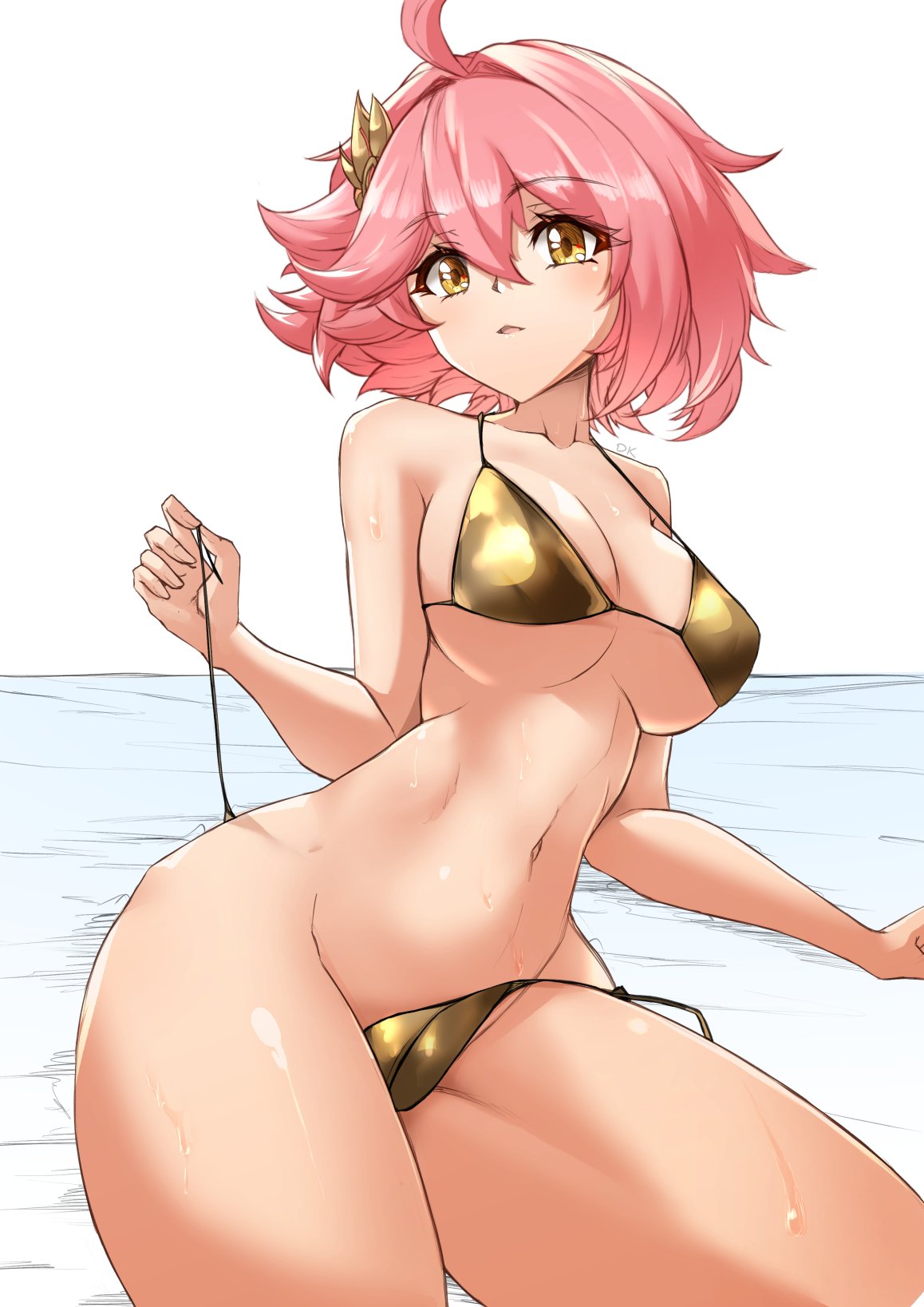 bikini breasts deekei highres medium_breasts original simple_background solo swimsuit tohno_amane_(deekei) white_background
