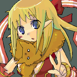 1girl 2000s_(style) animal animal_around_neck bad_id blonde_hair blue_eyes blush bow breasts dress fox green_background hair_bow itou_izumo long_hair looking_at_viewer lowres medium_breasts oekaki open_mouth professor_(ragnarok_online) ragnarok_online red_bow red_dress simple_background sleeveless sleeveless_dress solo upper_body w