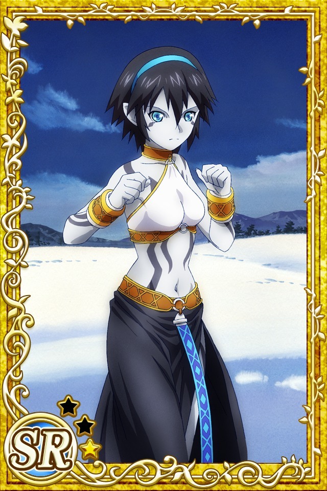 00s 1girl bare_shoulders black_hair blue_eyes celsius celsius_(tales) colored_skin female_focus grey_skin hairband official_art short_hair solo tales_of_(series) tales_of_symphonia tattoo