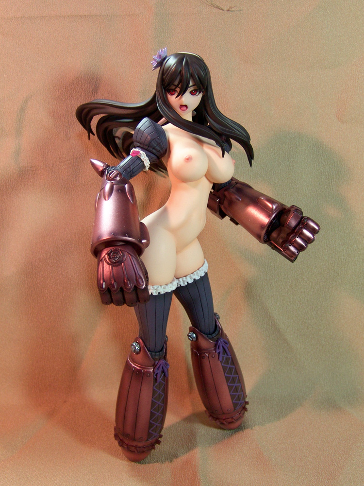 1girl armor black_hair breasts cosplay custom custom_figure floating_hair gauntlets large_breasts long_hair looking_to_the_side nipples nude photo_(medium) queen&#039;s_blade queen&#039;s_blade_rebellion red_eyes solo tarnyang_(queen&#039;s_blade) vante vante_(cosplay)