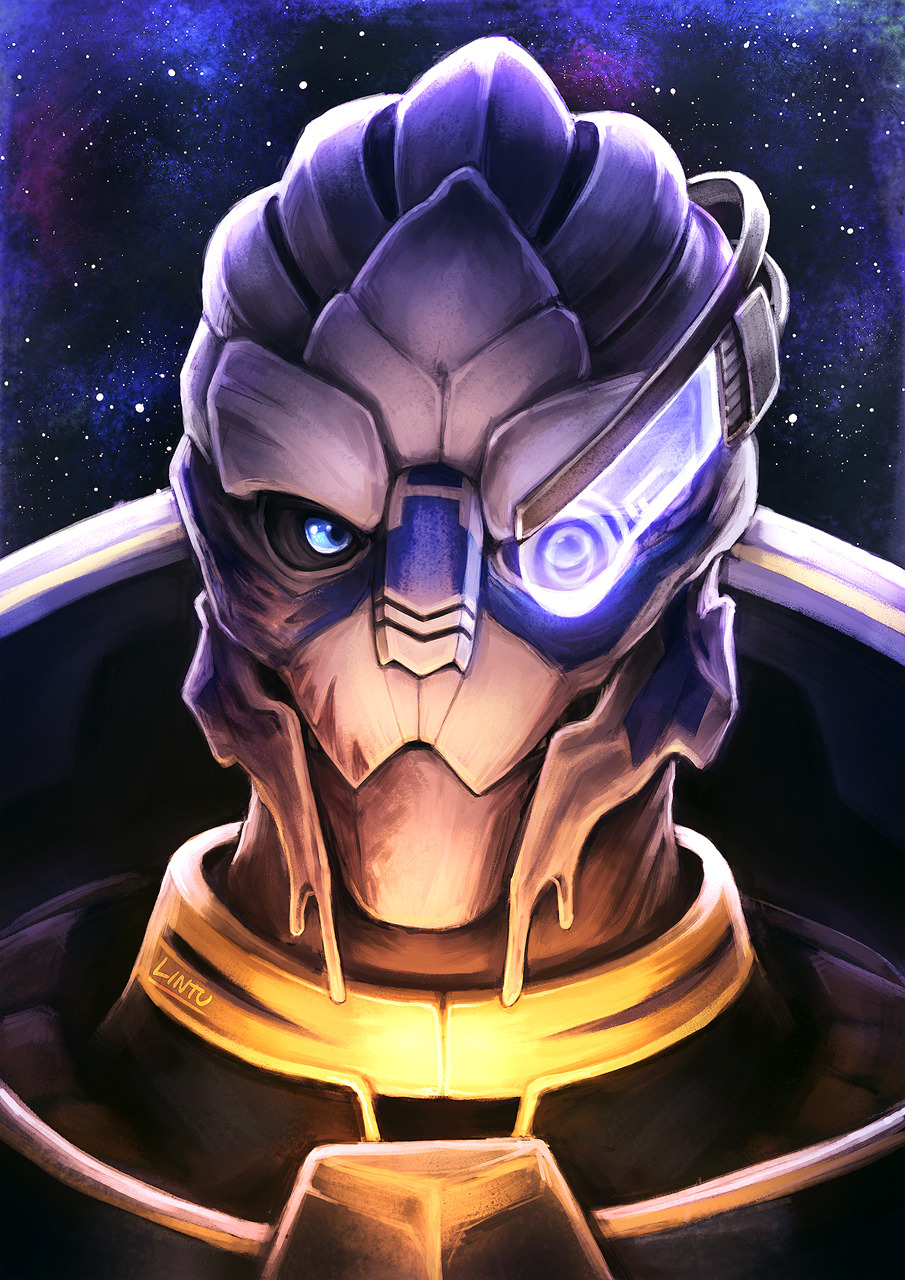 1boy garrus_vakarian highres lintufriikki mass_effect_(series) night night_sky sky solo solo_focus star_(sky) tumblr tumblr_username turian