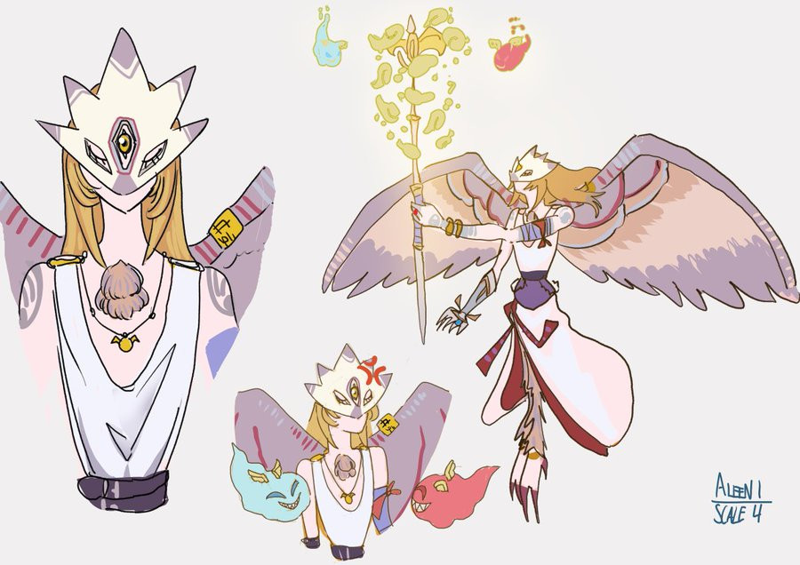 1girl angry closed_eyes digimon digimon_(creature) female_focus goddess_(digimon_xros_wars) mask oridigi original solo