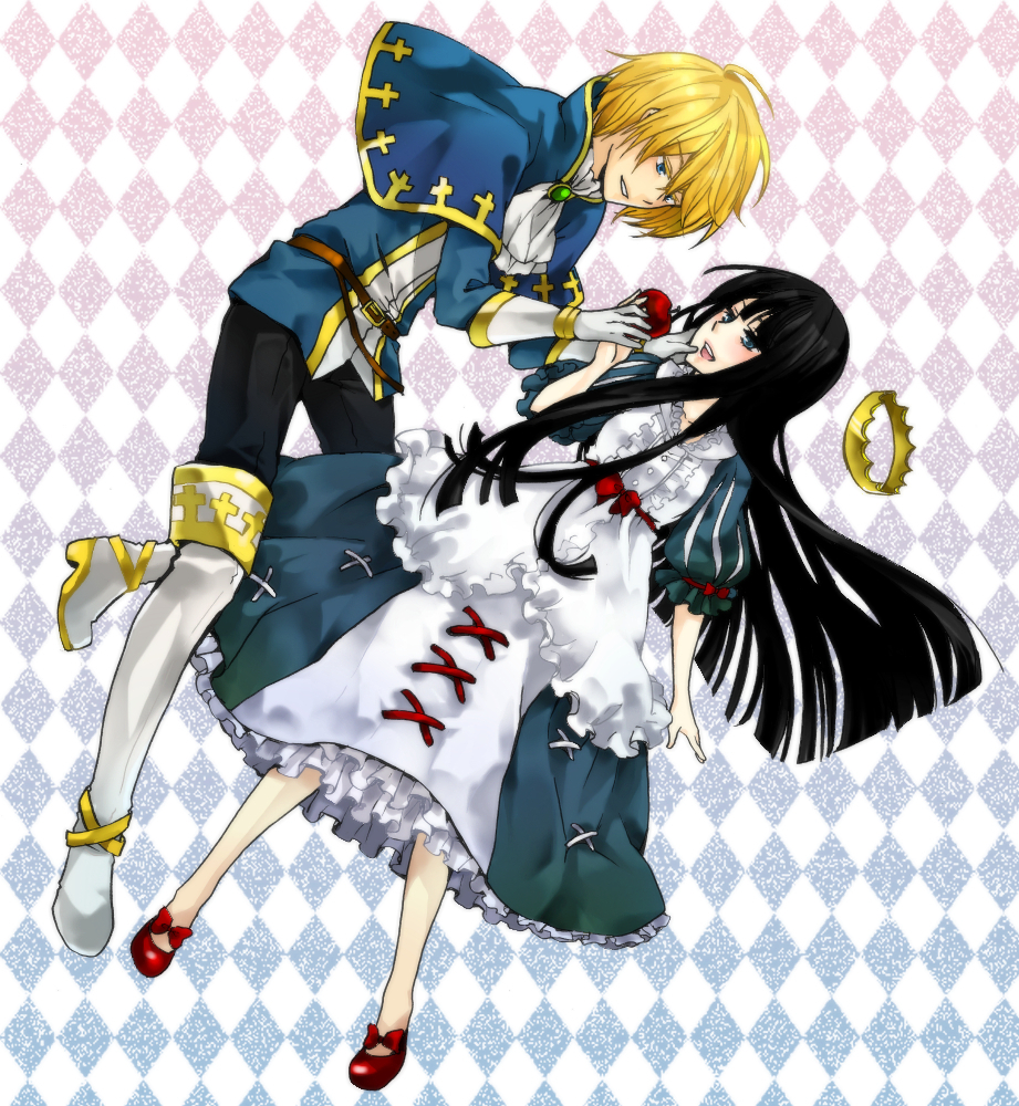 1boy 1girl ambrosia apple bad_id bad_pixiv_id crown food fruit maerchen_(sound_horizon) prince princess schneewittchen_(maerchen) snow_white_(fairy_tale) snow_white_and_the_seven_dwarfs sound_horizon tenni_noboru tettere