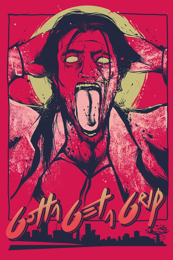 1boy black_hair distortion drugs earrings english_text explosion formal_clothes hammer_and_sickle hands_on_own_head hotline_miami jewelry nuclear_explosion official_art open_mouth protski scar scar_on_face single_earring solo son_(hotline_miami) suit teeth tongue tongue_out white_suit