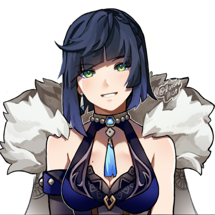 1girl bare_shoulders blue_hair blush bob_cut breasts cleavage genshin_impact green_eyes jacket mole mole_on_breast nanoru/shai short_hair simple_background solo upper_body white_background white_jacket yelan_(genshin_impact)