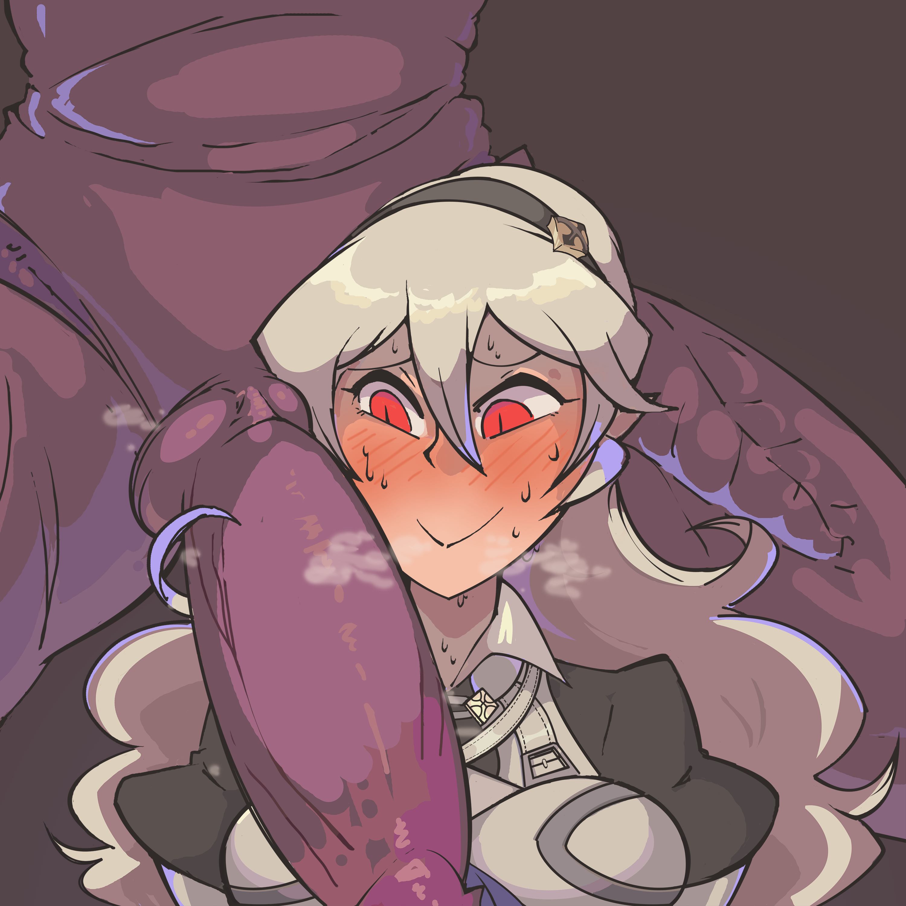 1boy 1girl absurdres armor blush breasts commission commissioner_upload corrin_(female)_(fire_emblem) davewaterfalls dragon fire_emblem fire_emblem_fates hairband heavy_breathing highres imminent_penetration interspecies large_penis long_hair looking_at_penis metroid nervous nintendo penis penis_awe penis_on_shoulder red_eyes ridley size_difference slit_pupils super_smash_bros. sweat very_long_hair