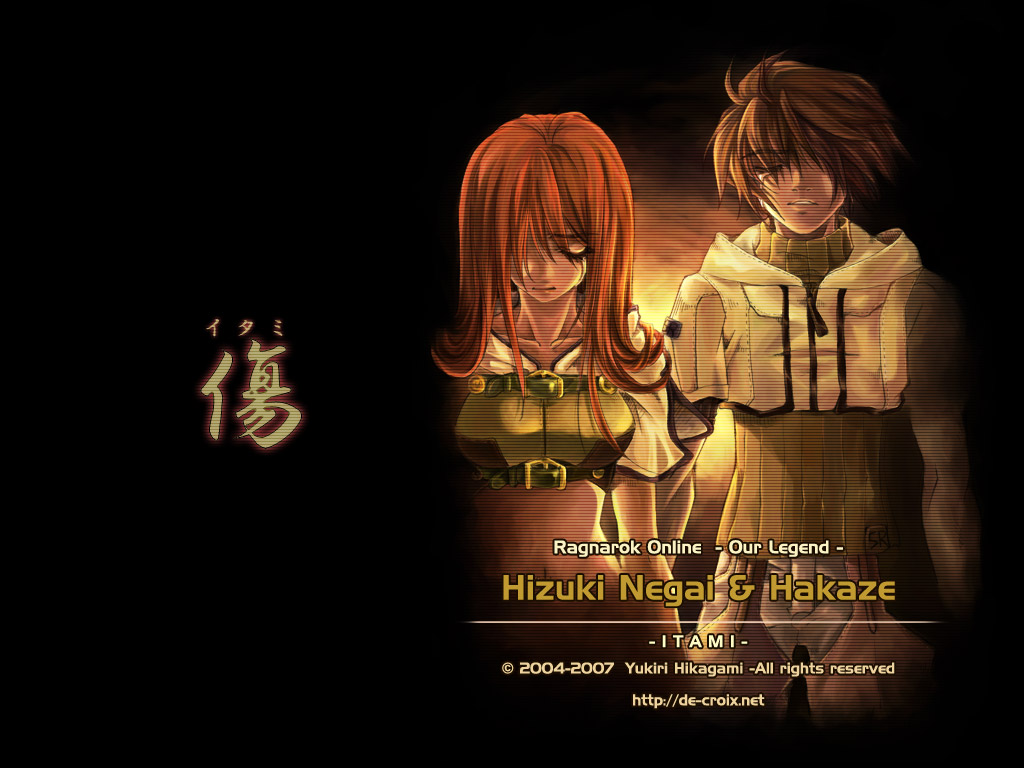 1boy 1girl 2004 2007 breasts brown_hair brown_shirt brown_shorts closed_eyes closed_mouth commentary_request cover cover_page cowboy_shot crop_top cropped_jacket crying doujin_cover eyelashes hair_between_eyes hair_over_one_eye hikagami_yukiri hunter_(ragnarok_online) jacket long_bangs long_hair medium_breasts midriff navel pants pants_under_shorts ragnarok_online shirt short_hair short_sleeves shorts watermark web_address white_jacket white_pants