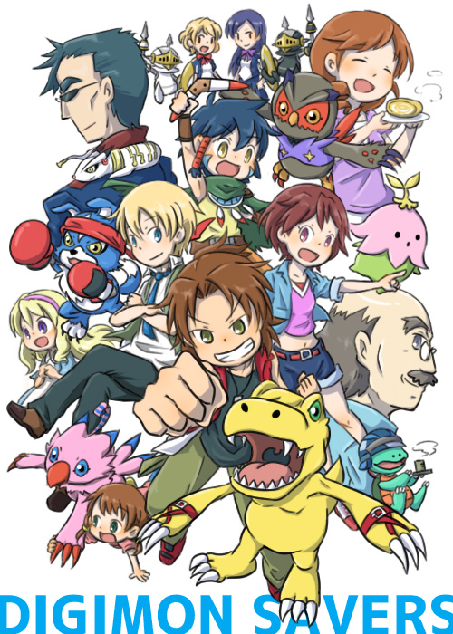 agumon_(digimon_savers) daimon_chika daimon_masaru_(digimon_savers) daimon_sayuri digimon digimon_savers falcomon_(digimon_savers) fujieda_yoshino gaomon kamemon kudamon_(digimon_savers) kurosaki_miki lalamon noguchi_ikuto pawnchessmon_black pawnchessmon_white piyomon relena_norstein satsuma_rentarou shirakawa_megumi thoma_h._norstein yushima_hiroshi