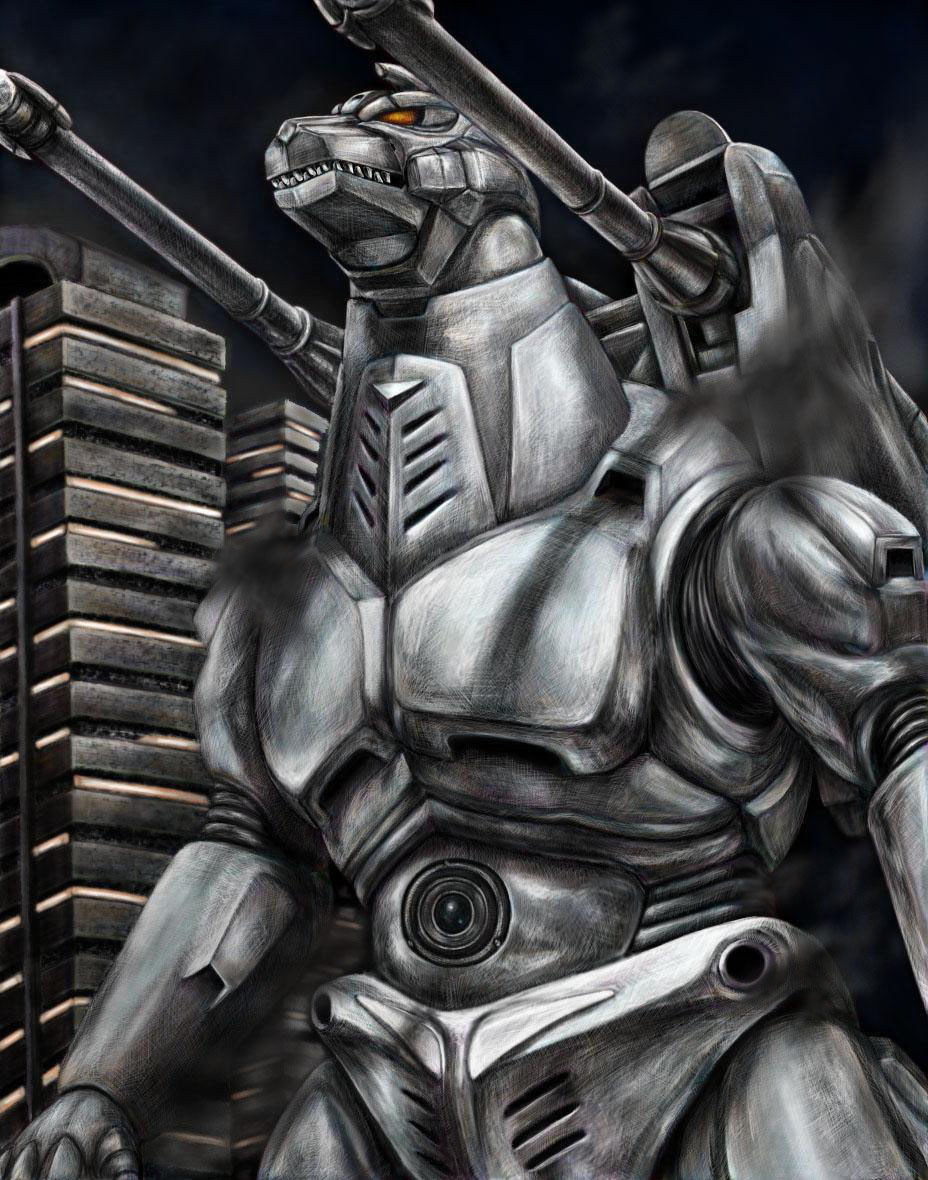 aircraft building cannon directed-energy_weapon energy_cannon energy_weapon garuda_(godzilla) godzilla_(series) godzilla_vs._mechagodzilla_ii jarpa kaiju maser_cannon mecha mechagodzilla military night no_humans plasma_cannon robot sharp_teeth shoulder_cannon skyscraper smoke stomach_cannon super_mechagodzilla teeth toho weapon