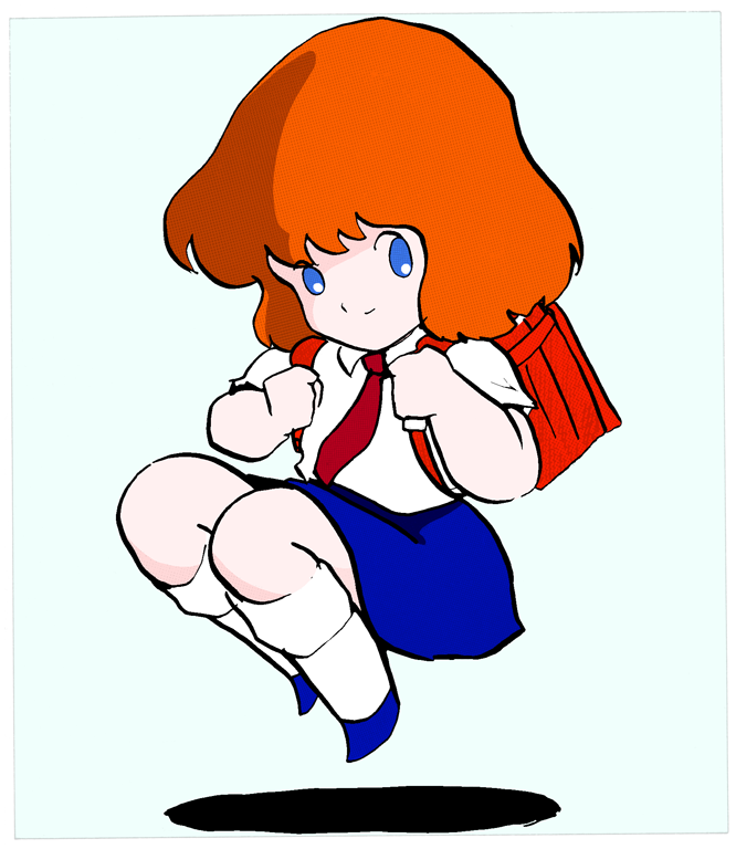1girl blue_eyes brown_hair daicon daicon_iii female_focus solo