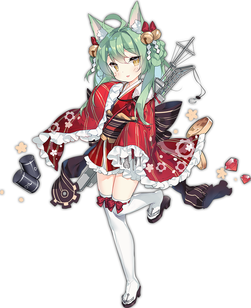 1girl ahoge akashi_(akashi&#039;s_in_the_red_nya!)_(azur_lane) akashi_(azur_lane) alternate_costume animal_ears azur_lane bell cat_ears coin drum_(container) eyebrows female_focus frilled_sleeves frills full_body gears gem green_skirt hair_bell hair_ornament japanese_clothes jingle_bell kimono long_hair long_sleeves mole mole_under_eye official_art over-kneehighs red_kimono ribbon-trimmed_clothes ribbon-trimmed_legwear ribbon_trim saru shide short_kimono skirt sleeves_past_wrists solo tachi-e thighhighs transparent_background white_thighhighs wide_sleeves wrench yellow_eyes