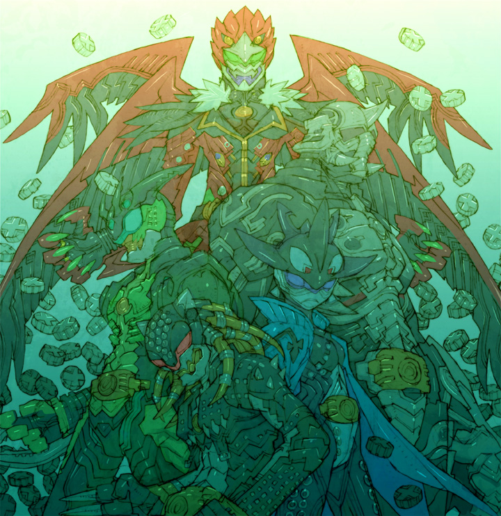 ankh_(ooo) belt cape coin gamel kamen_rider kamen_rider_ooo_(series) kazari mezul monster nakayama_tooru uva wings
