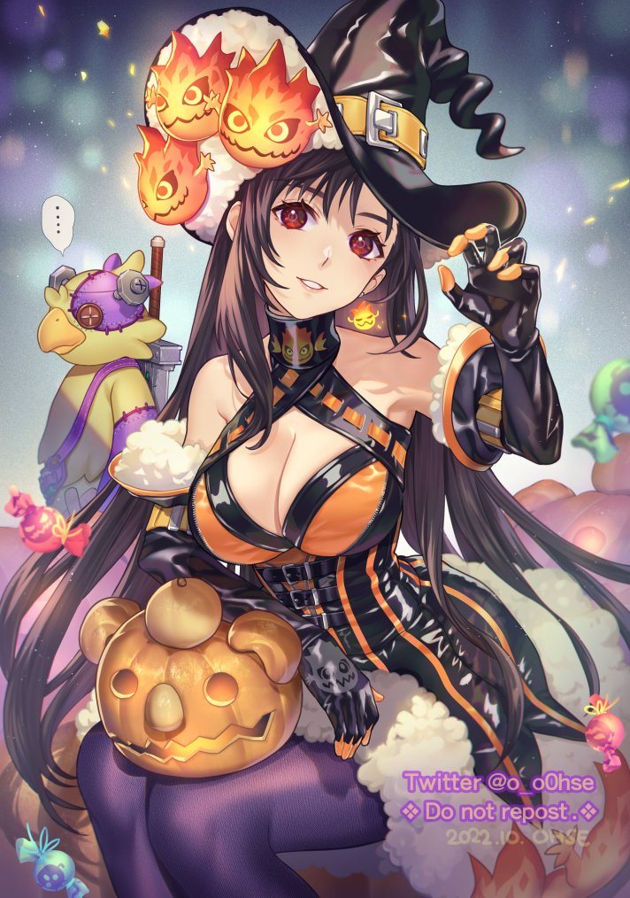 ... 1girl alternate_costume bare_shoulders black_dress black_hair black_headwear black_pantyhose black_sleeves bomb_(final_fantasy) breasts buster_sword chocobo cleavage cleavage_cutout clothing_cutout cowboy_shot detached_sleeves dress earrings final_fantasy final_fantasy_vii final_fantasy_vii_remake fingerless_gloves gloves halloween halloween_costume halter_dress halterneck hand_up hat jewelry large_breasts long_hair moogle ohse pantyhose parted_lips red_eyes short_dress sitting sleeveless sleeveless_dress smile solo_focus tifa_lockhart twitter_username witch witch_hat