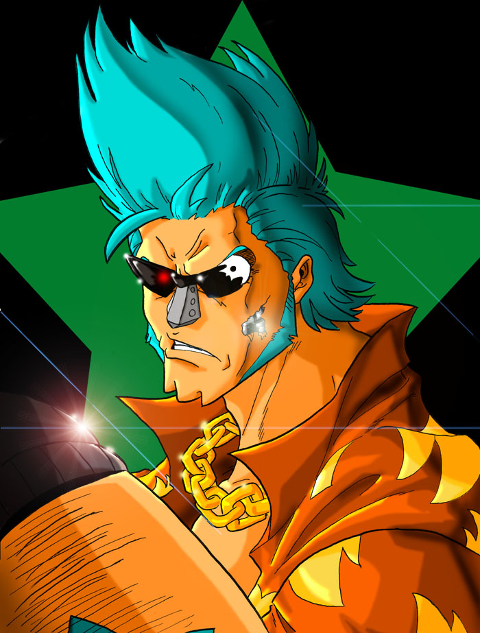 1boy black_eyes blue_hair chain chain_necklace clenched_teeth commentary commentary_request cosplay english_commentary facial_hair franky_(one_piece) glowing glowing_eye hawaiian_shirt italian_commentary jewelry long_sideburns looking_at_viewer male_focus mixed-language_commentary necklace one_piece open_clothes open_shirt shirt short_hair short_sleeves sideburns solo spiked_hair sunglasses t-800 t-800_(cosplay) teeth terminator_(series) the_terminator tursy