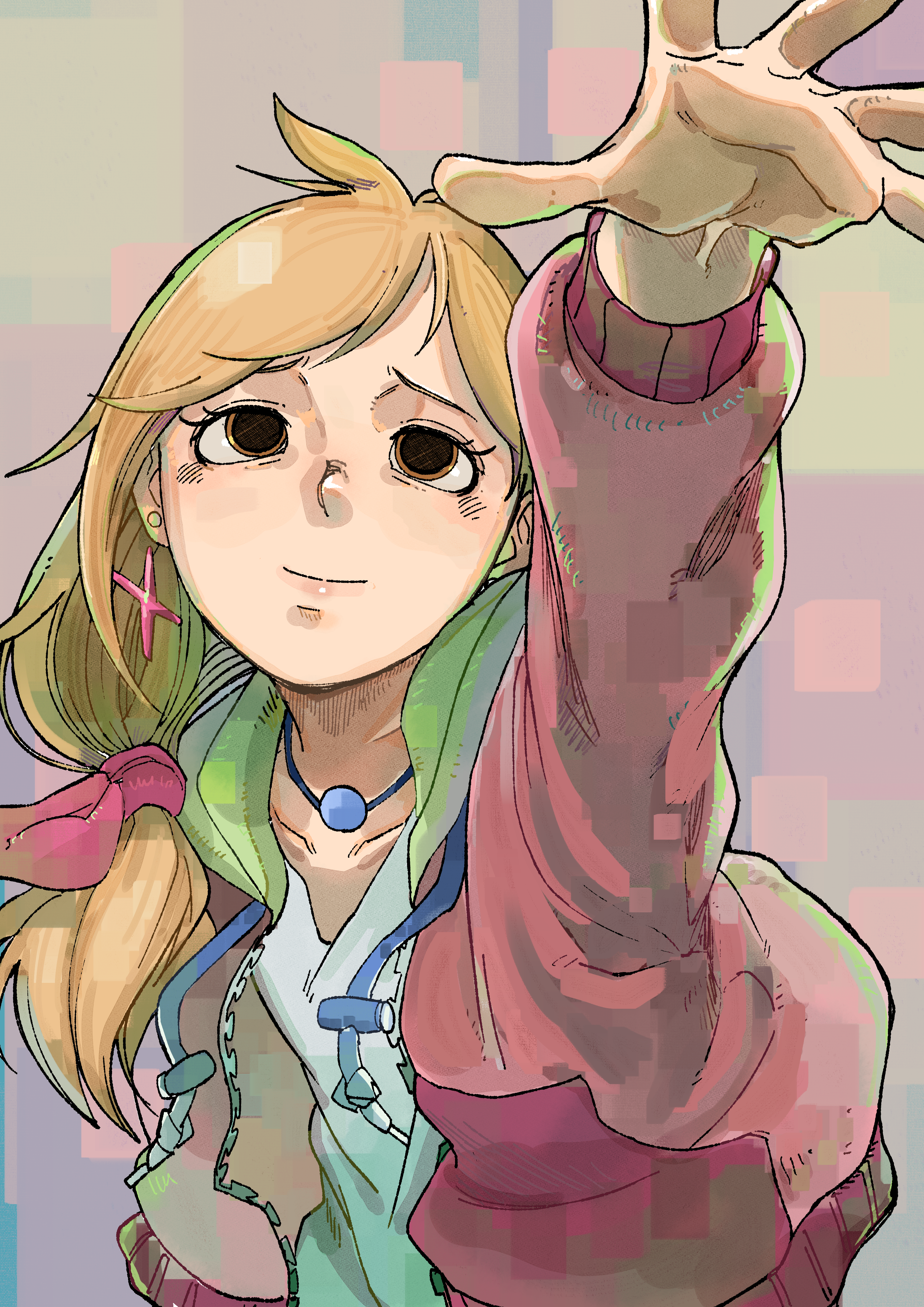1girl absurdres blonde_hair digimon digimon_survive female_focus highres jacket kimishima_saki looking_at_viewer solo