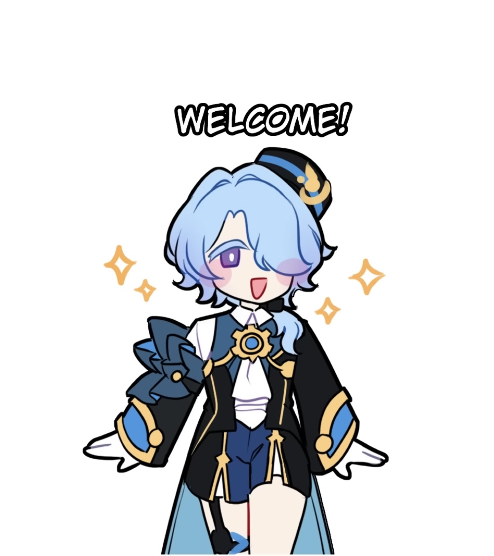1boy :d asymmetrical_hair black_coat blue_hair blush_stickers blush_visible_through_hair child coat colored_eyelashes cowboy_shot cross-shaped_pupils english_text gloves hair_over_one_eye hat honkai:_star_rail honkai_(series) light_blue_hair male_focus misha_(honkai:_star_rail) no_nose open_mouth purple_eyes simple_background smile solo sparkle sparkling_aura symbol-shaped_pupils tagme white_background white_gloves