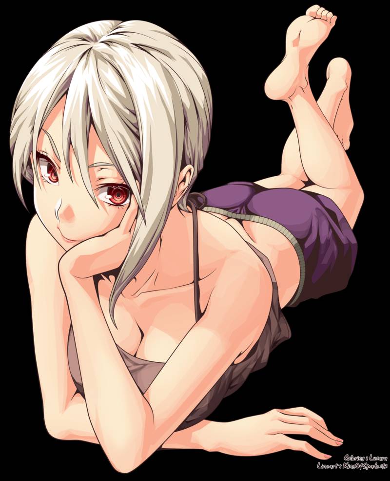 1girl butt_crack looking_at_viewer nakiri_alice red_hair shokugeki_no_souma short_hair short_shorts shorts tagme