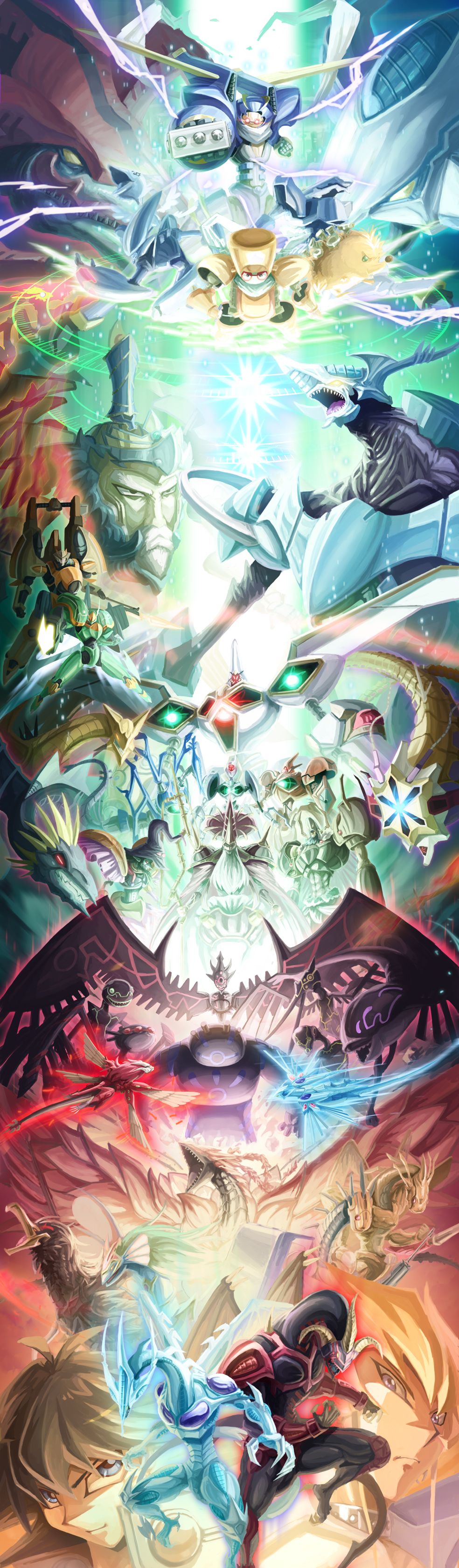 2boys absurdres ancient_fairy_dragon black-winged_dragon black_rose_dragon blonde_hair blue_eyes brown_hair character_request crimson_dragon dragon duel_monster earthbound_immortal_aslla_piscu earthbound_immortal_ccapac_apu earthbound_immortal_ccarayhua earthbound_immortal_chacu_challhua earthbound_immortal_cusillu earthbound_immortal_uru earthbound_immortal_wiraqocha_rasca electricity epic fudo_yusei glowing highres hokuto_(hokuto_pk) jack_atlas junk_synchron junk_warrior life_stream_dragon loki_lord_of_the_aesir long_image majestic_red_dragon majestic_star_dragon malefic_paradox_dragon malefic_truth_dragon mecha meklord_astro_dragon_asterisk meklord_astro_mekanikle meklord_emperor_granel meklord_emperor_skiel meklord_emperor_wisel monster multiple_boys odin_father_of_the_aesir power_tool_dragon purple_eyes quillbolt_hedgehog red_dragon_archfiend red_nova_dragon robot sephylon_the_ultimate_time_lord shooting_quasar_dragon shooting_star_dragon smile sonic_chick sonic_warrior speed_warrior stardust_dragon t.g._blade_blaster t.g._halberd_cannon tall_image thor_lord_of_the_aesir yu-gi-oh! yu-gi-oh!_5d&#039;s