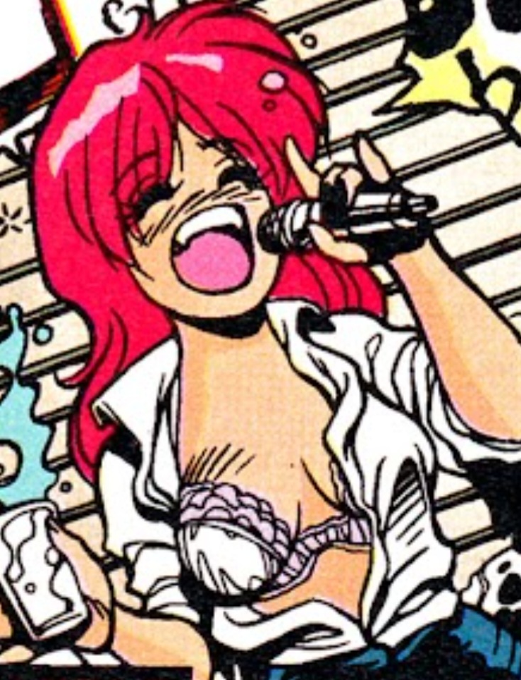 bra bubblegum_crisis closed_eyes drinking nene_romanova pink_hair playing underwear