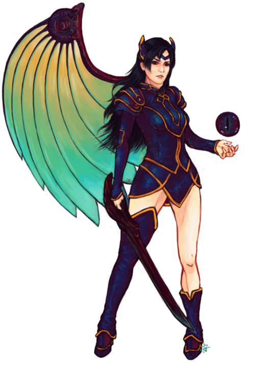 1girl armor artist_request black_hair breasts female_focus gloves headgear long_hair rose_(dragoon) solo source_request sword the_legend_of_dragoon weapon white_background wings