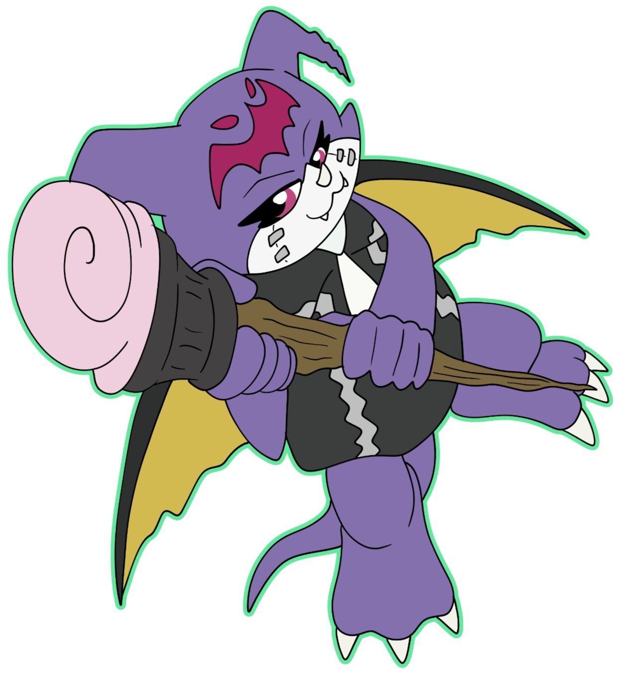 claws digimon digimon_(creature) highres looking_at_viewer mark_of_evil petitmamon solo tail