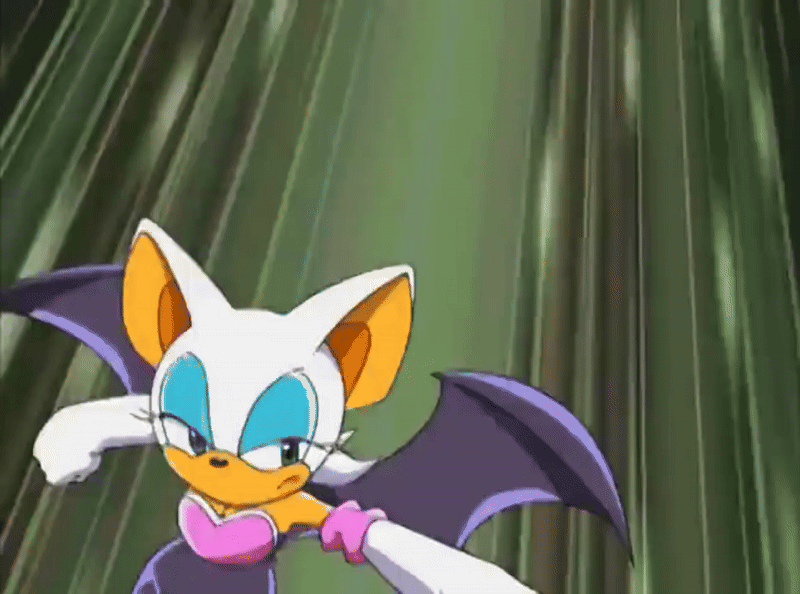 00s 1girl 2004 animal_ears animal_nose animated animated_gif anime_screenshot armor bare_shoulders bat_(animal) bat_ears bat_girl bat_wings blue_eyeshadow boots breastplate breasts cleavage dodging elbow_gloves eyeliner eyeshadow flying full_body furry furry_female gloves high_heel_boots high_heels kicking large_breasts large_ears lipstick makeup rocket_launcher rouge_the_bat sega short_hair solo sonic_(series) sonic_x swinging_legs tagme tan weapon white_boots white_fur white_gloves wings