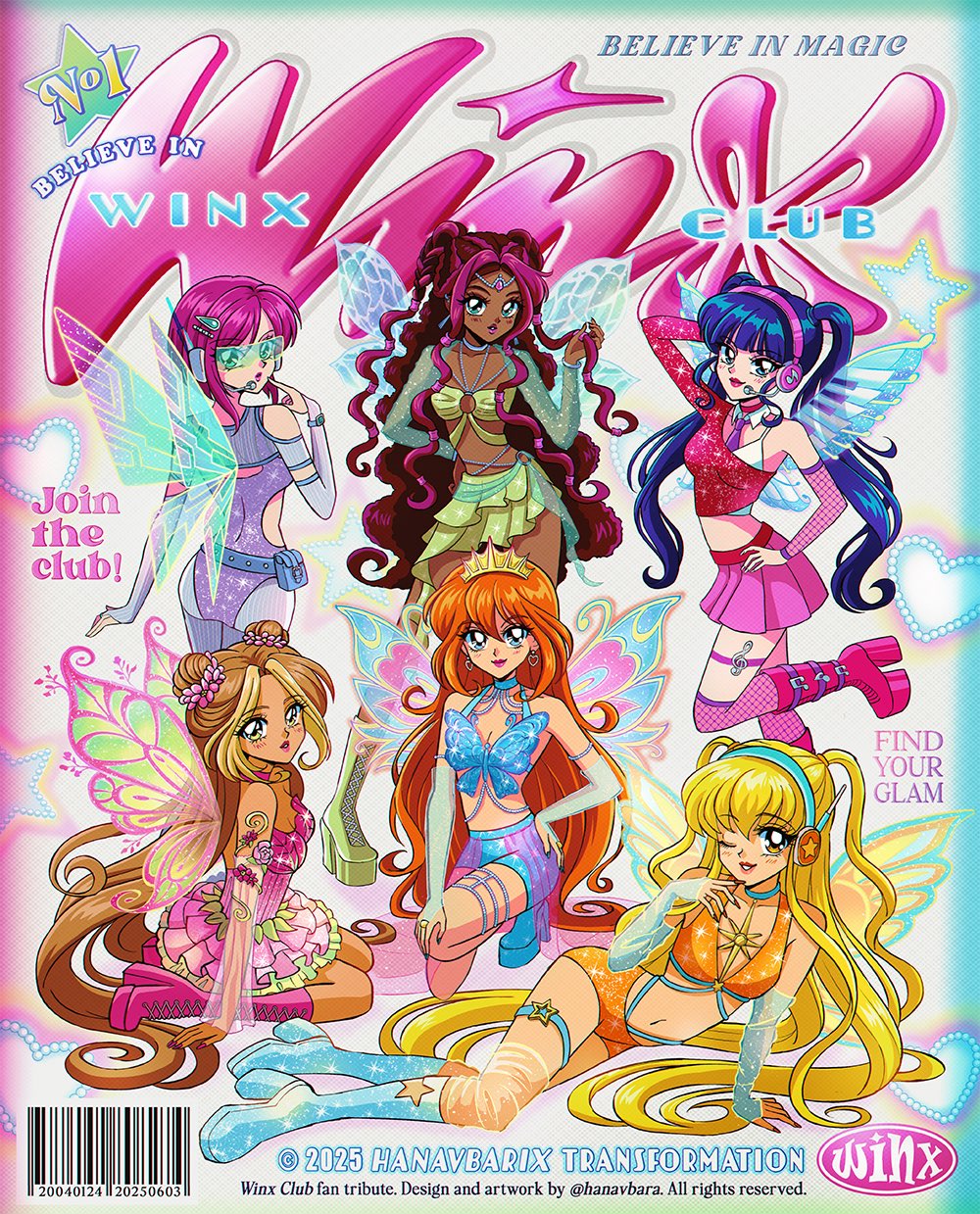 1990s_(style) 2025 6+girls aisha_(winx_club) animal_print aqua_eyes arm_behind_head arm_cutout armlet artist_name asymmetrical_shirt asymmetrical_skirt barcode bare_shoulders beads belt belt_bag belt_buckle bikini bikini_skirt blonde_hair bloom_(winx_club) blue_arm_warmers blue_bag blue_belt blue_boots blue_bridal_gauntlets blue_choker blue_eyes blue_hair blue_shorts blue_tube_top blue_wings blunt_bangs blunt_ends bob_cut boots bow bra breasts brown_hair buckle butterfly_print choker circlet cleavage cleavage_cutout clothing_cutout commentary copyright_name copyright_notice cover crop_top dark-skinned_female dark_skin detached_collar detached_sleeves double_bun dress english_commentary fairy fairy_wings fake_magazine_cover faux_retro_artstyle finger_to_cheek fishnet_sleeves fishnet_socks fishnets flora_(winx_club) flower frilled_dress frills gold_tiara green_bikini green_bow green_eyes green_skirt green_sleeves green_wings grey_belt grey_bridal_gauntlets hair_beads hair_between_eyes hair_bun hair_flower hair_ornament hair_spread_out hairclip halter_dress halterneck hanavbara hand_on_own_hip hand_on_own_knee headphones headset heart high_heel_boots high_heels highres holding holding_own_hair jewelry knee_boots kneeling leg_ribbon leg_up leotard lipstick long_hair looking_back lying magazine_cover magical_girl makeup midriff miniskirt multicolored_hair multiple_belts multiple_girls musa_(winx_club) musical_note on_side one_eye_closed open_mouth orange_hair orange_shirt over-kneehighs pantyhose parted_lips pink_boots pink_dress pink_flower pink_hair pink_shirt pink_skirt pink_sleeves pink_socks platform_boots pleated_skirt purple_leotard purple_shorts red_lips redesign retro_artstyle ribbon ring see-through_clothes see-through_sleeves shirt shoe_belt short_dress shorts shoulder_cutout sidelocks single_detached_sleeve single_sleeve skirt sleeveless sleeveless_shirt smile socks sparkle standing star-shaped_buckle star_(symbol) star_print stella_(winx_club) strapless streaked_hair studded_belt sun_symbol swimsuit tecna_(winx_club) thigh_belt thigh_strap thighhighs tube_top twintails two-tone_hair two-tone_shirt two-tone_wings two_side_up underwear very_long_hair visor_(armor) watch wavy_hair white_background white_bra white_pantyhose wings winx_club wristwatch yellow_eyes yellow_ribbon yellow_wings