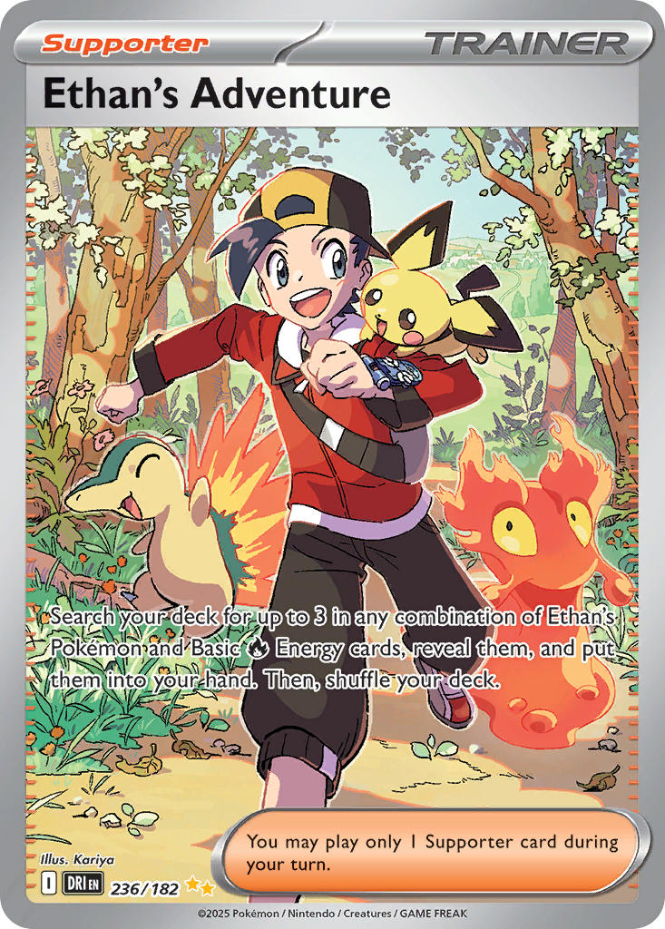 1boy artist_name backwards_hat bag baseball_cap black_eyes black_hair black_pants blue_sky card_(medium) character_name clenched_hands closed_eyes company_name copyright_name copyright_notice cyndaquil day dot_nose english_text ethan_(pokemon) fire gen_2_pokemon grass hat hood hood_down hoodie kariya_(pokemon) leaf long_sleeves male_focus nintendo official_art on_shoulder open_mouth outdoors pants pebble pichu pokegear pokemon pokemon_(creature) pokemon_card pokemon_hgss pokemon_on_shoulder pokemon_tcg red_hoodie shoes short_hair sky slugma smile teeth third-party_source trading_card tree upper_teeth_only