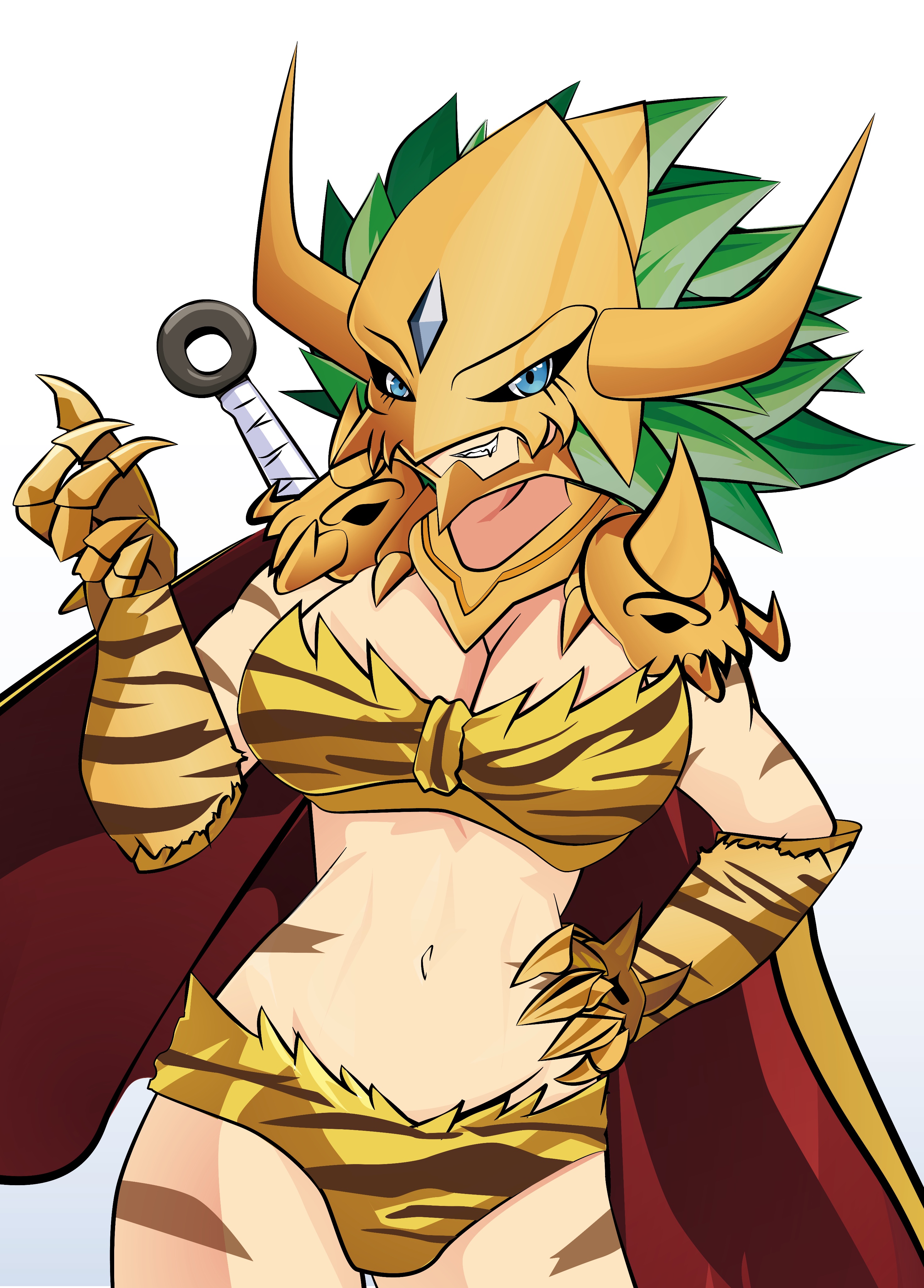 1girl absurdres armor cape digimon digimon_(creature) female_focus highres kinkakumon mask solo
