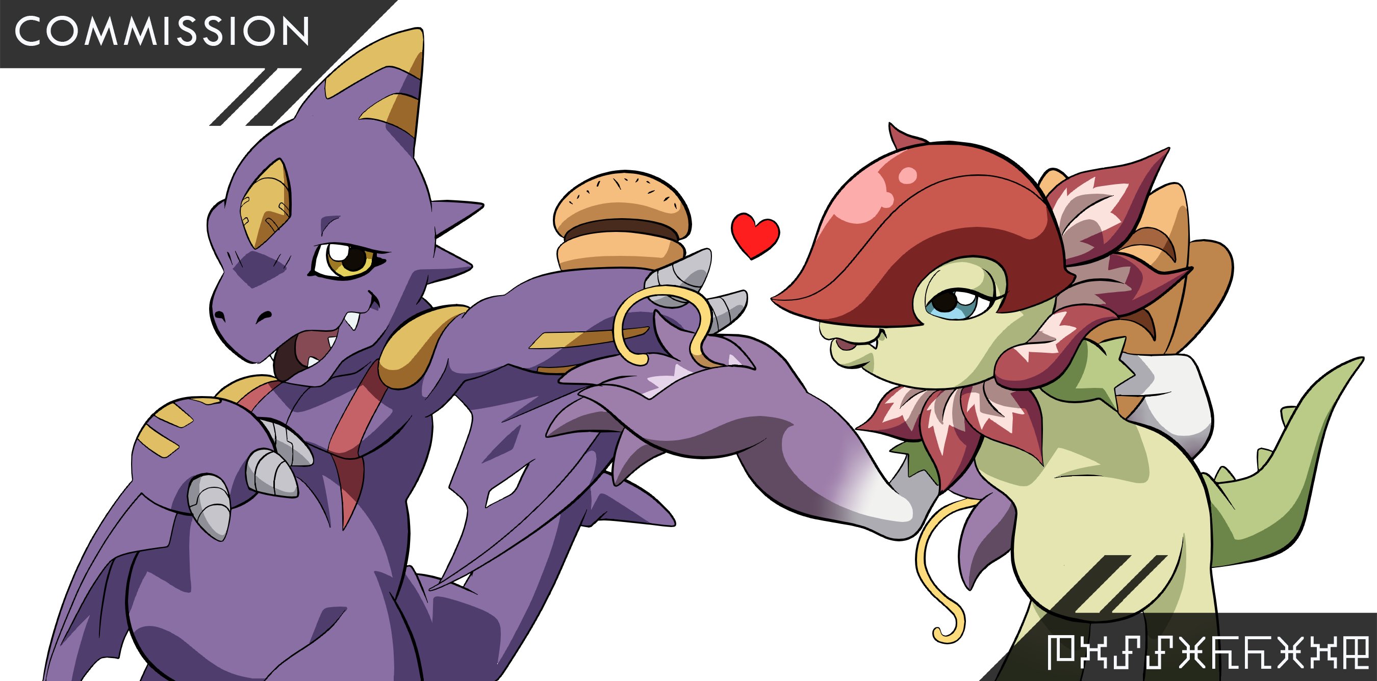 claws digimon digimon_(creature) floramon highres looking_at_viewer monodramon officialseraphimon sharp_teeth tail teeth