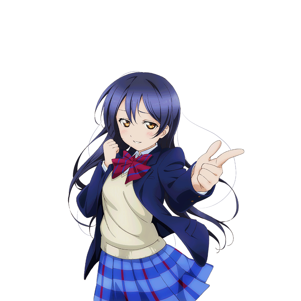1girl blazer blue_hair blue_jacket blue_skirt blush bow bowtie brown_sweater_vest clenched_hand cowboy_shot diagonal-striped_bow diagonal-striped_bowtie diagonal-striped_clothes dress_shirt finger_gun furrowed_brow hands_up jacket long_hair long_sleeves looking_at_viewer love_live! love_live!_school_idol_festival love_live!_school_idol_project murota_yuuhei official_art open_clothes open_jacket otonokizaka_school_uniform parted_lips plaid_clothes plaid_skirt pleated_skirt red_bow red_bowtie school_uniform shirt skirt solo sonoda_umi striped_clothes sweater_vest transparent_background white_shirt winter_uniform yellow_eyes