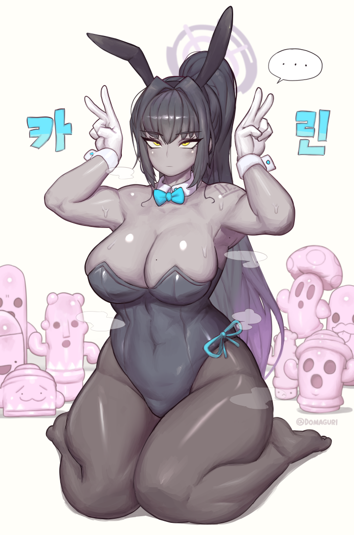 ... 1girl animal_crossing animal_ears black_hair black_leotard blue_archive bow bowtie breasts bullet_kin cappy_(kirby) cleavage closed_mouth dark-skinned_female dark_skin detached_collar dildo domaguri double_v enter_the_gungeon expressionless fake_animal_ears gloves gradient_hair gyroid_(animal_crossing) halo haniwa_(statue) karin_(blue_archive) karin_(bunny)_(blue_archive) kirby_(series) korean_commentary korean_text large_breasts leotard long_hair multicolored_hair mushroom nintendo open_mouth pantyhose phallic_symbol playboy_bunny ponytail purple_hair rabbit_ears sex_toy sweat traditional_bowtie twitter_username v very_long_hair white_gloves yellow_eyes