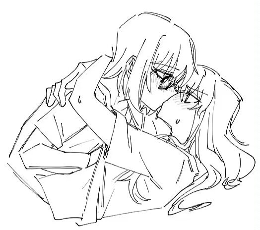 2girls blush commentary_request glasses greyscale hand_under_clothes hand_under_shirt kamikoshi_sorawo kiss kozakura_(urasekai_picnic) long_hair monochrome multiple_girls shirt short_hair short_sleeves sweat unhappyliz upper_body urasekai_picnic yuri