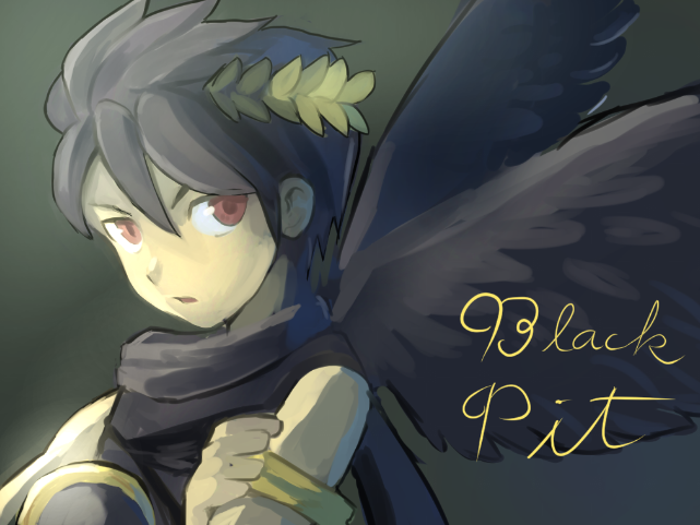 1boy alternate_color bad_id bad_pixiv_id black_hair brown_eyes character_name crossed_arms dark_persona dark_pit kid_icarus kid_icarus_uprising laurel_crown laurel_wreath looking_at_viewer male_focus nintendo pit_(kid_icarus) red_eyes short_hair solo wings yuki_(vicious)
